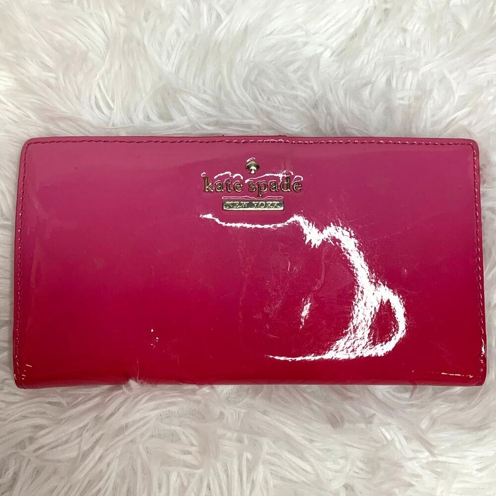 Kate Spade Stacy Slim Bifold Cedar Street Pink Ombré Patent Wallet